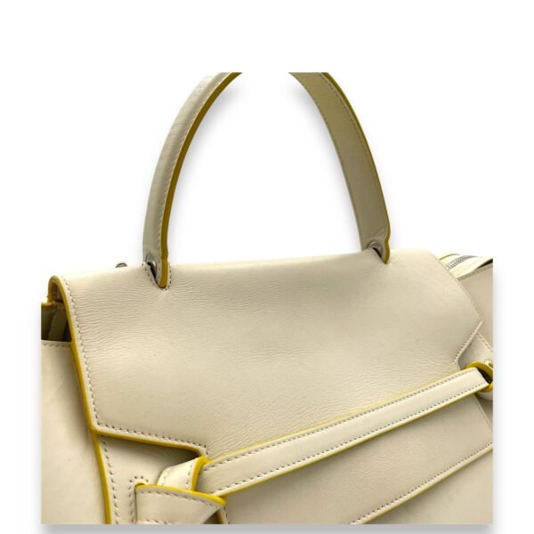 Belt Mini White Top Handle Bag in Calfskin, Silver hardware - Image 6