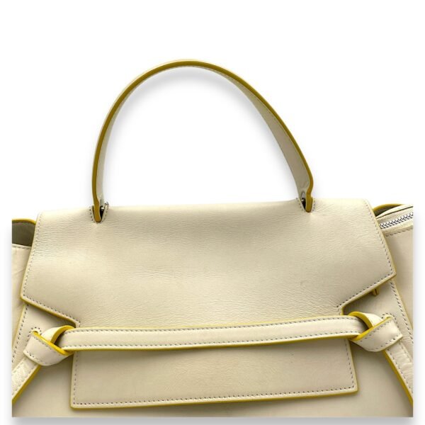 Belt Mini White Top Handle Bag in Calfskin, Silver hardware - Image 7