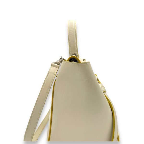 Belt Mini White Top Handle Bag in Calfskin, Silver hardware - Image 8