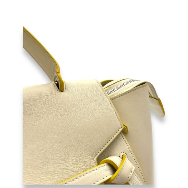 Belt Mini White Top Handle Bag in Calfskin, Silver hardware - Image 9