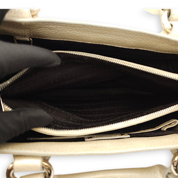 Boogie Carryall Silver Top Handle Bag in Calfskin, Palladium hardware - Image 8