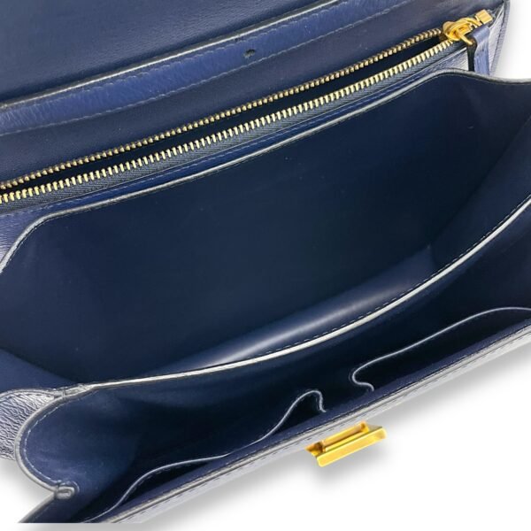 Box Medium Blue Crossbody Bag in Calfskin, Gold hardware - Image 11