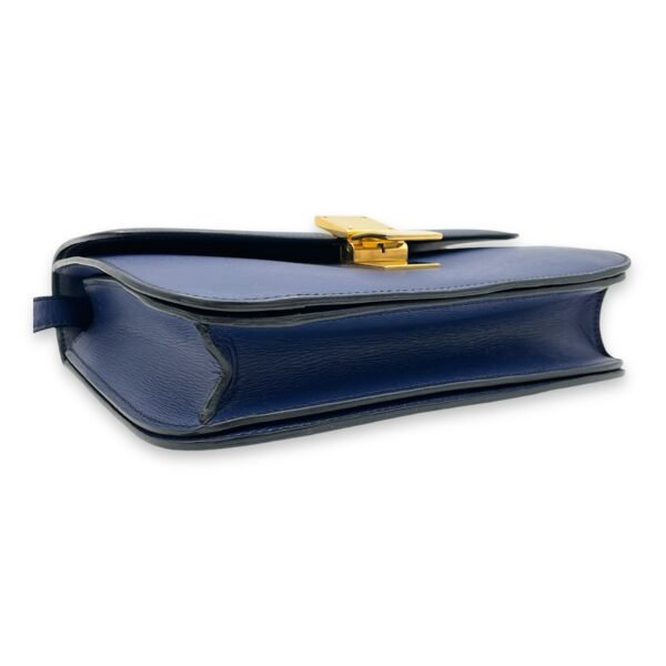 Box Medium Blue Crossbody Bag in Calfskin, Gold hardware - Image 5