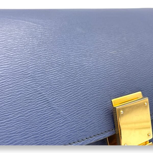 Box Medium Blue Crossbody Bag in Calfskin, Gold hardware - Image 6