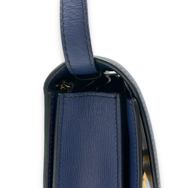 Box Medium Blue Crossbody Bag in Calfskin, Gold hardware - Image 8