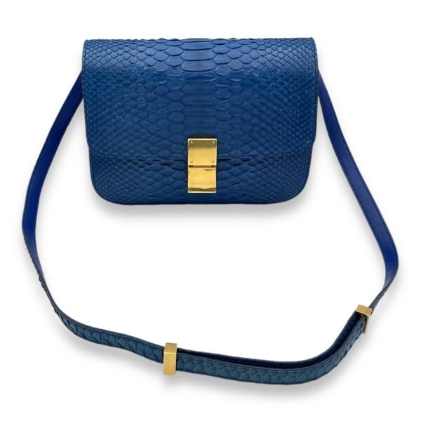 Box Medium Cobalt Shoulder Bag in Python Leather, Gold hardware - Image 11
