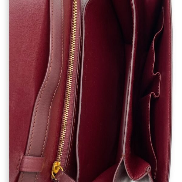 Box Medium Red Shoulder Bag in Calfskin, Brushed Gold hardware - Image 6