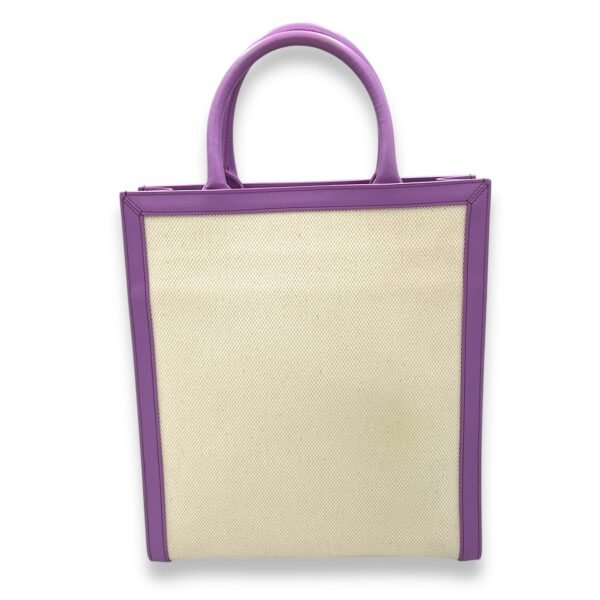 Cabas Small Purple Tote Bag in Canvas, Gold hardware - Image 2