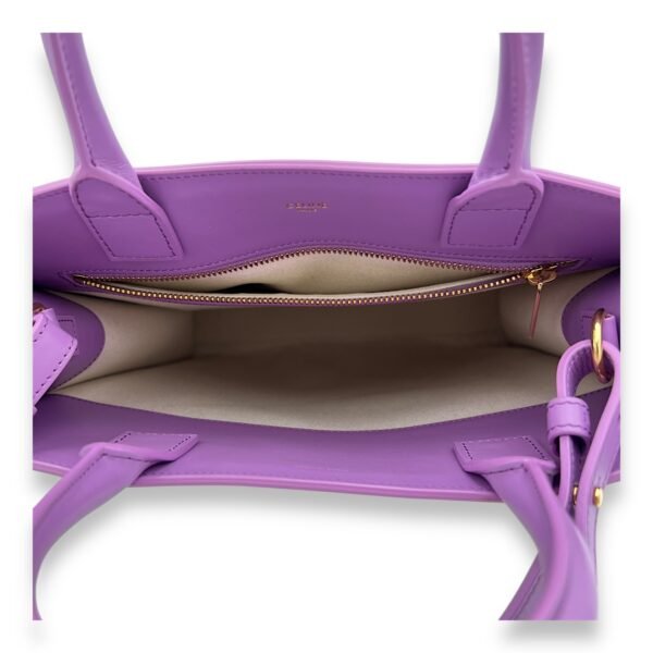 Cabas Small Purple Tote Bag in Canvas, Gold hardware - Image 6