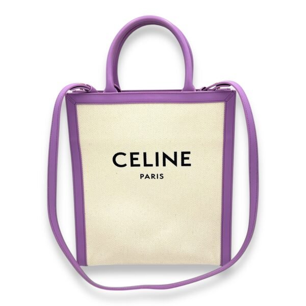 Cabas Small Purple Tote Bag in Canvas, Gold hardware - Image 7