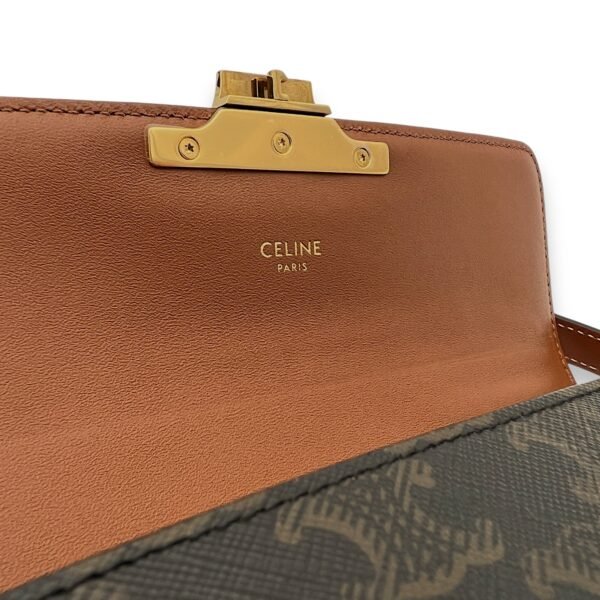 Claude Triomphe Brown Shoulder Bag in Coated Canvas, Gold hardware - Image 11
