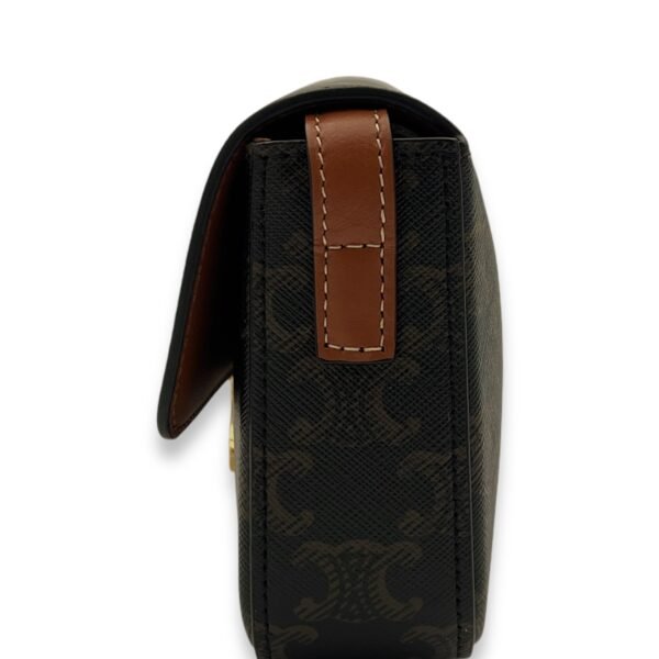 Claude Triomphe Brown Shoulder Bag in Coated Canvas, Gold hardware - Image 3