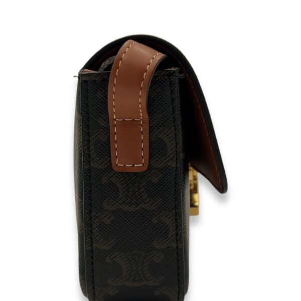 Claude Triomphe Brown Shoulder Bag in Coated Canvas, Gold hardware - Image 4