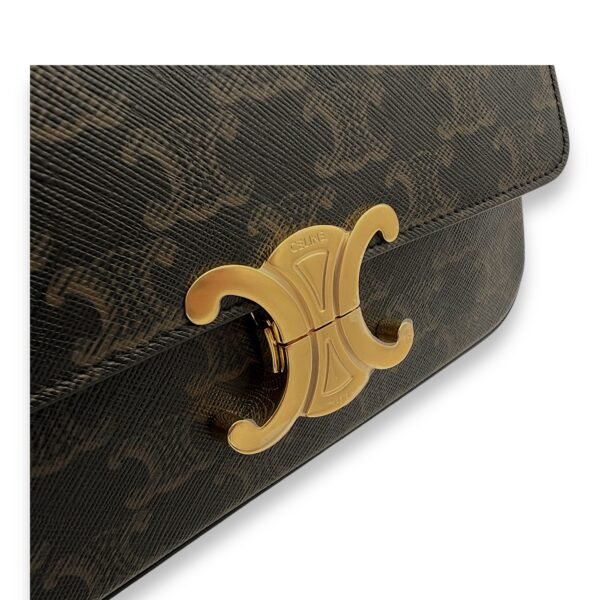 Claude Triomphe Brown Shoulder Bag in Coated Canvas, Gold hardware - Image 6