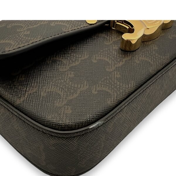 Claude Triomphe Brown Shoulder Bag in Coated Canvas, Gold hardware - Image 7
