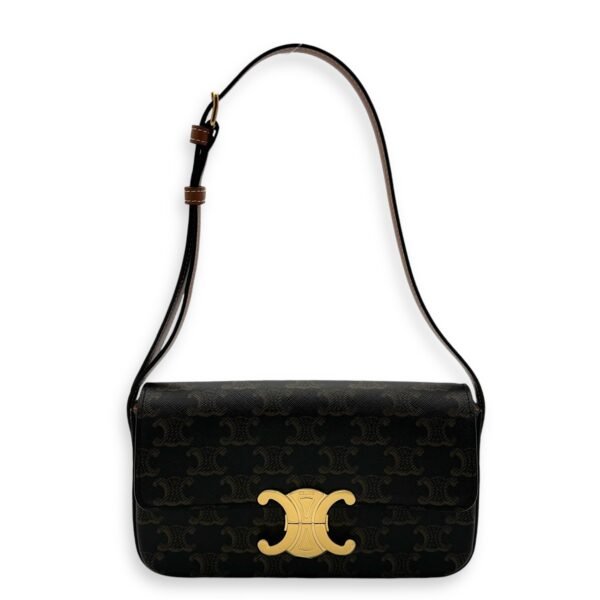 Claude Triomphe Shoulder Bag Brown in Coated Canvas, Gold hardware