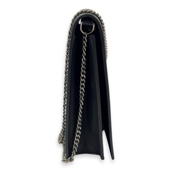 Frame Black Wallet On Chain in Calfskin, Silver hardware - Image 3