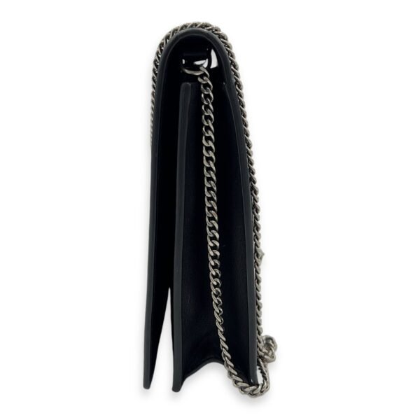 Frame Black Wallet On Chain in Calfskin, Silver hardware - Image 4