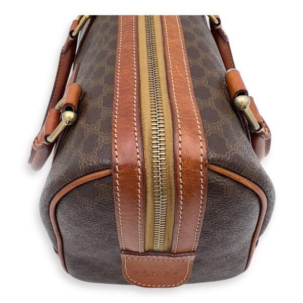 Boston Brown Top Handle Bag in Coated Canvas, Gold hardware - Image 18