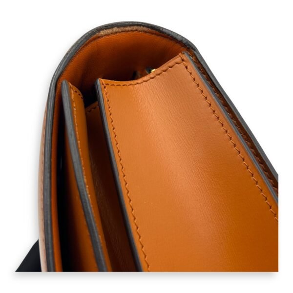 Box Crossbody Bag Brown in Calfskin, Gold hardware - Image 18