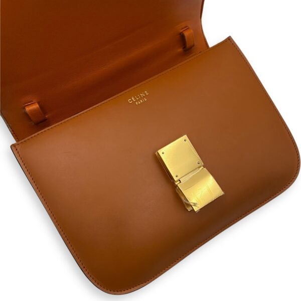 Box Crossbody Bag Brown in Calfskin, Gold hardware - Image 27