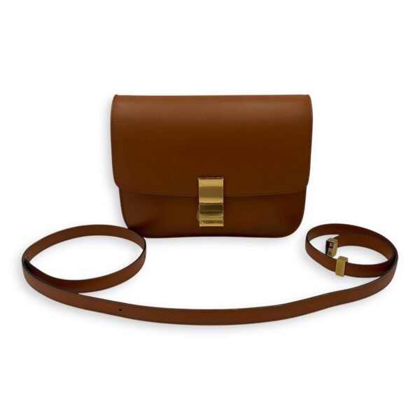 Box Crossbody Bag Brown in Calfskin, Gold hardware - Image 33