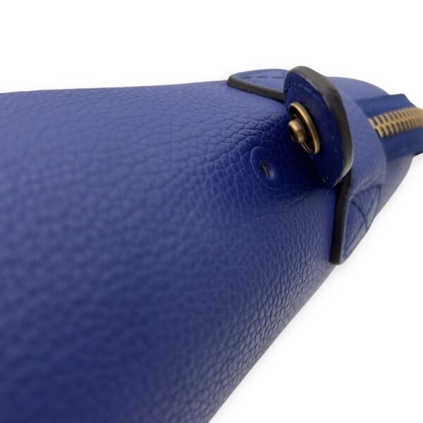 Luggage Top Handle Bag Mini Blue in Calfskin, Gold hardware - Image 10