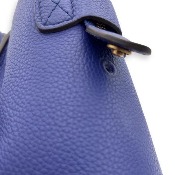 Luggage Top Handle Bag Mini Blue in Calfskin, Gold hardware - Image 11