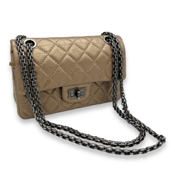 2.55 Reissue Chain Flap Small Gold Shoulder Bag in Calfskin, Ruthenium hardware - Image 9