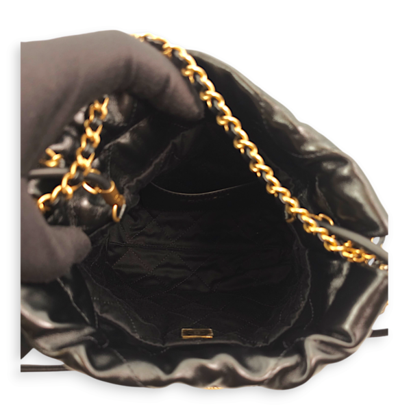 22 Mini Black Tote Bag in Calfskin, Gold hardware - Image 7