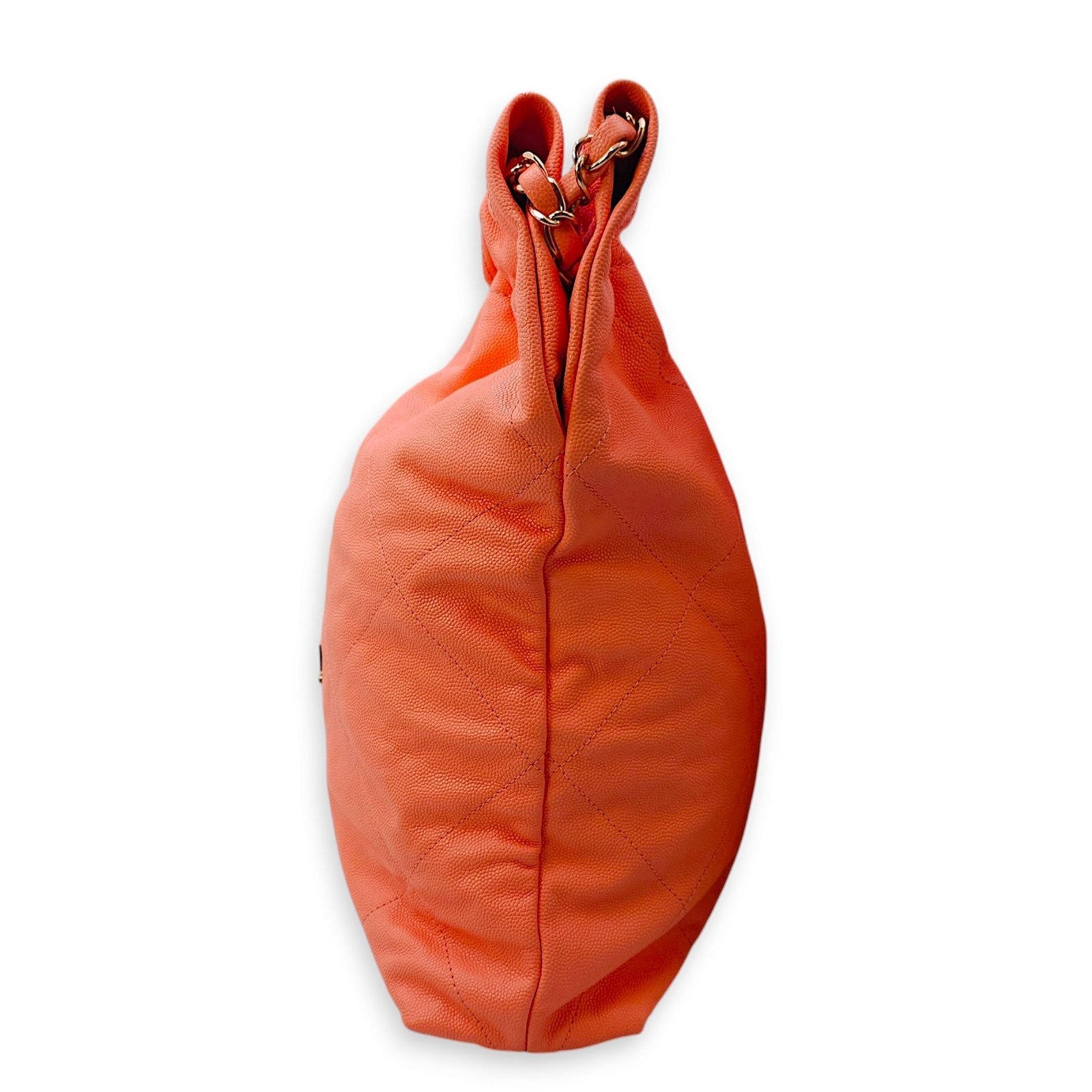 22 Tote Medium Orange Claire Shoulder Bag in Caviar Leather, Light Gold hardware - Image 4