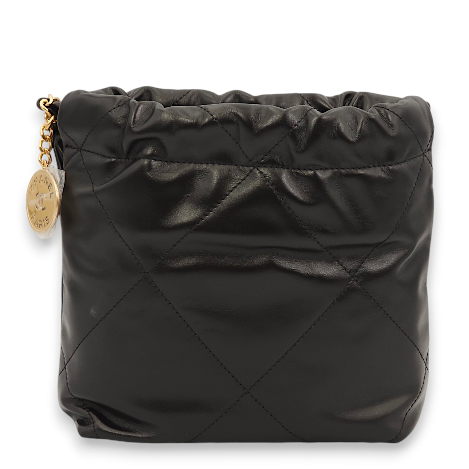 22 with CC Chain Pearl Mini Black Shoulder Bag in Calfskin, Gold hardware - Image 2