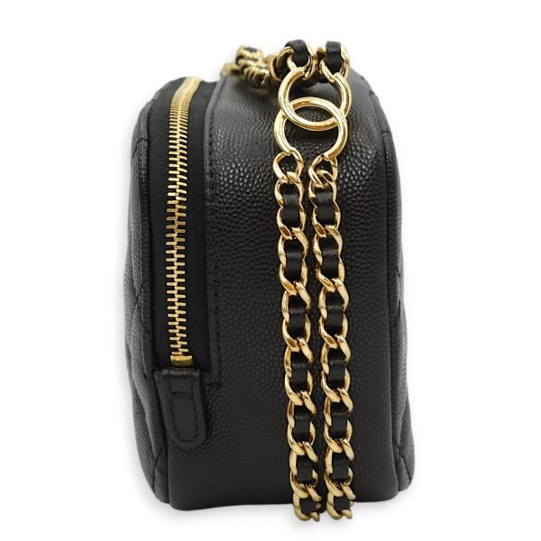 23C Quilted Camera Mini Black Crossbody Bag in Caviar Leather, Gold hardware - Image 4
