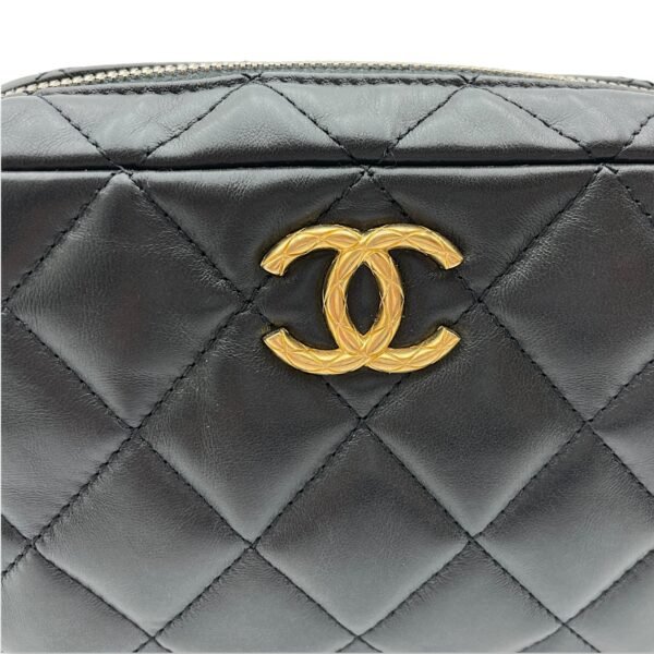 All Slide Camera Black Crossbody Bag in Lambskin, Gold hardware - Image 9