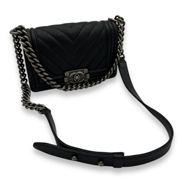 Boy Crossbody Bag Black in Caviar Leather, Ruthenium hardware - Image 10