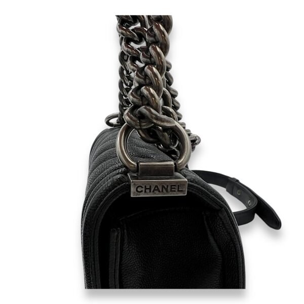 Boy Crossbody Bag Black in Caviar Leather, Ruthenium hardware - Image 7
