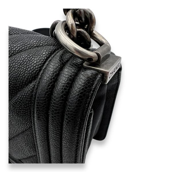 Boy Crossbody Bag Black in Caviar Leather, Ruthenium hardware - Image 8