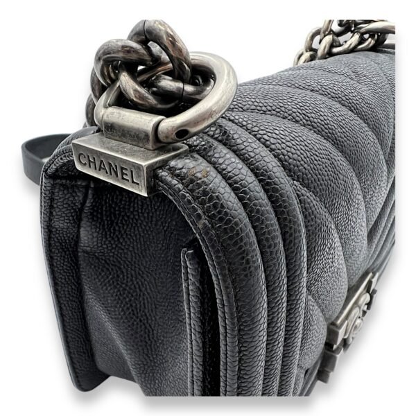 Boy Crossbody Bag Black in Caviar Leather, Ruthenium hardware - Image 9
