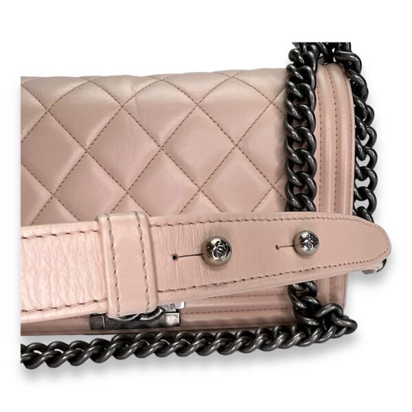 Boy Crossbody Bag Medium Beige in Calfskin , Ruthenium Hardware - Image 13