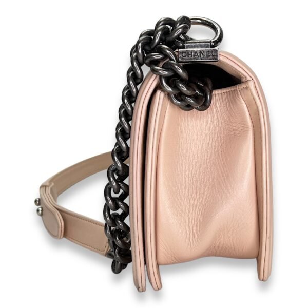 Boy Crossbody Bag Medium Beige in Calfskin , Ruthenium Hardware - Image 3