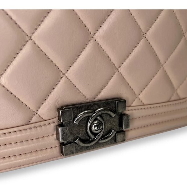 Boy Crossbody Bag Medium Beige in Calfskin , Ruthenium Hardware - Image 6