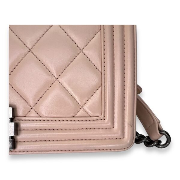 Boy Crossbody Bag Medium Beige in Calfskin , Ruthenium Hardware - Image 8