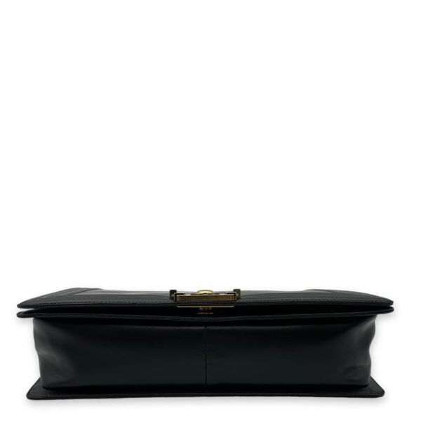 Boy Large Black Shoulder Bag in Calfskin, Gold hardware - Image 5