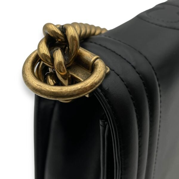Boy Large Black Shoulder Bag in Calfskin, Gold hardware - Image 9