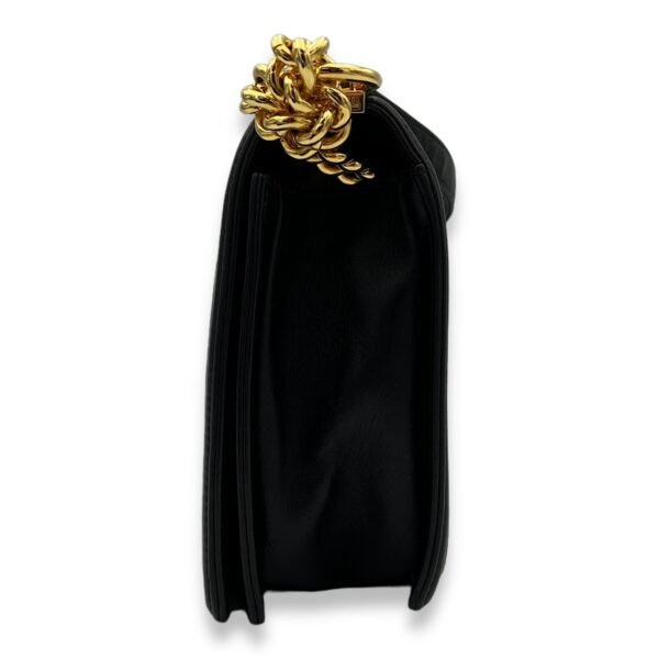 Boy Medium Black Shoulder Bag in Lambskin, Gold hardware - Image 3