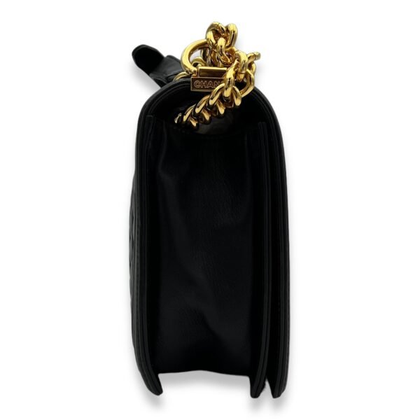 Boy Medium Black Shoulder Bag in Lambskin, Gold hardware - Image 4