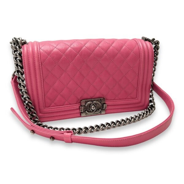 Boy Medium Pink Shoulder Bag in Calfskin,  hardware - Image 12