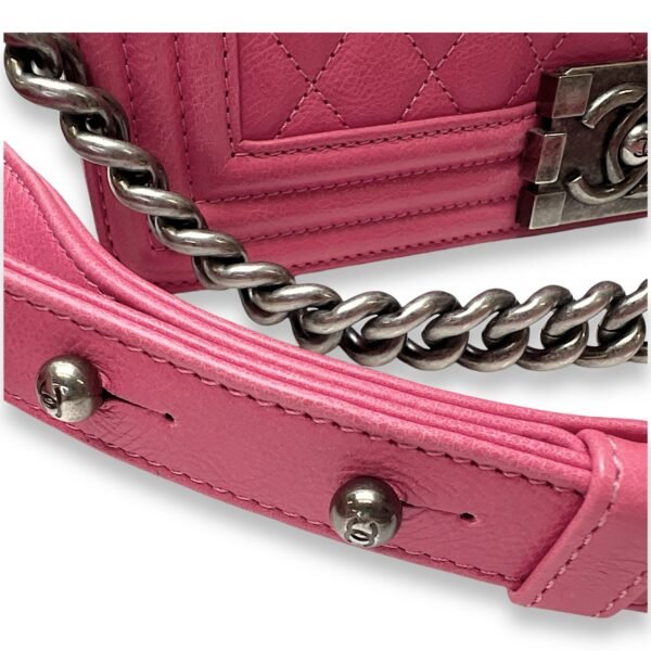 Boy Medium Pink Shoulder Bag in Calfskin,  hardware - Image 13
