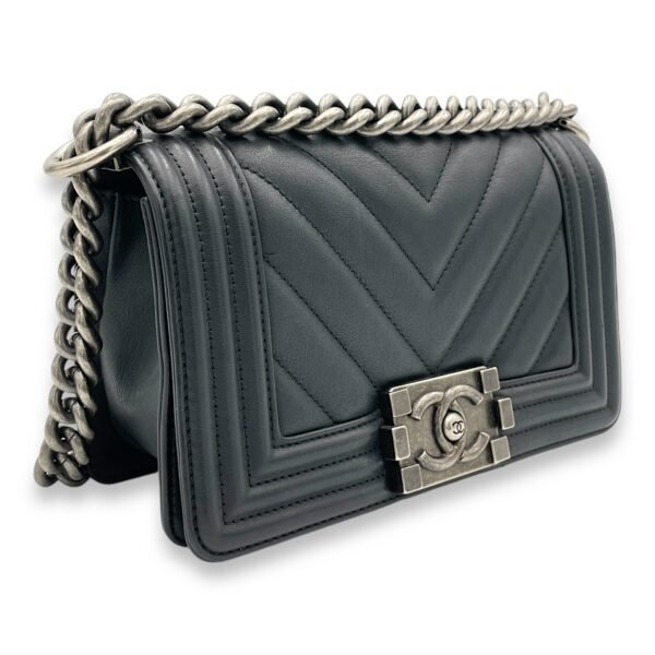 Boy Shoulder Bag Small Black in Calfskin, Ruthenium hardware - Image 3