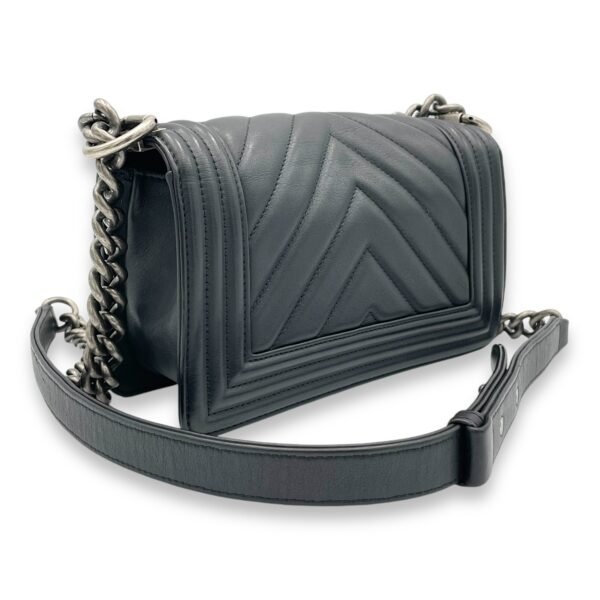 Boy Shoulder Bag Small Black in Calfskin, Ruthenium hardware - Image 4
